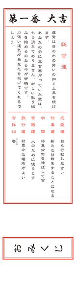 Japanese Omikuji (written in Japanese)/日本語おみくじ